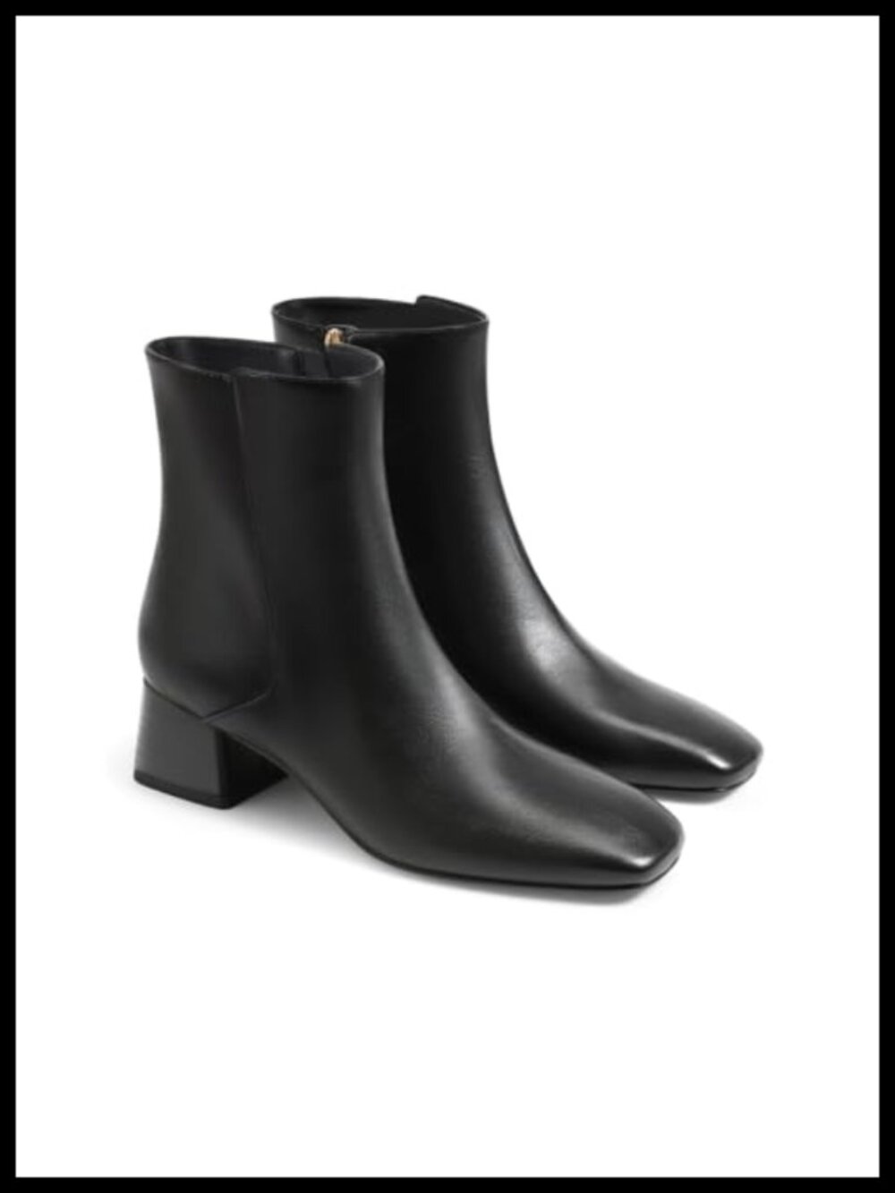 Coutgo Womens Ankle Boots Chunky Low Heel Square Toe Side Zipper Booties